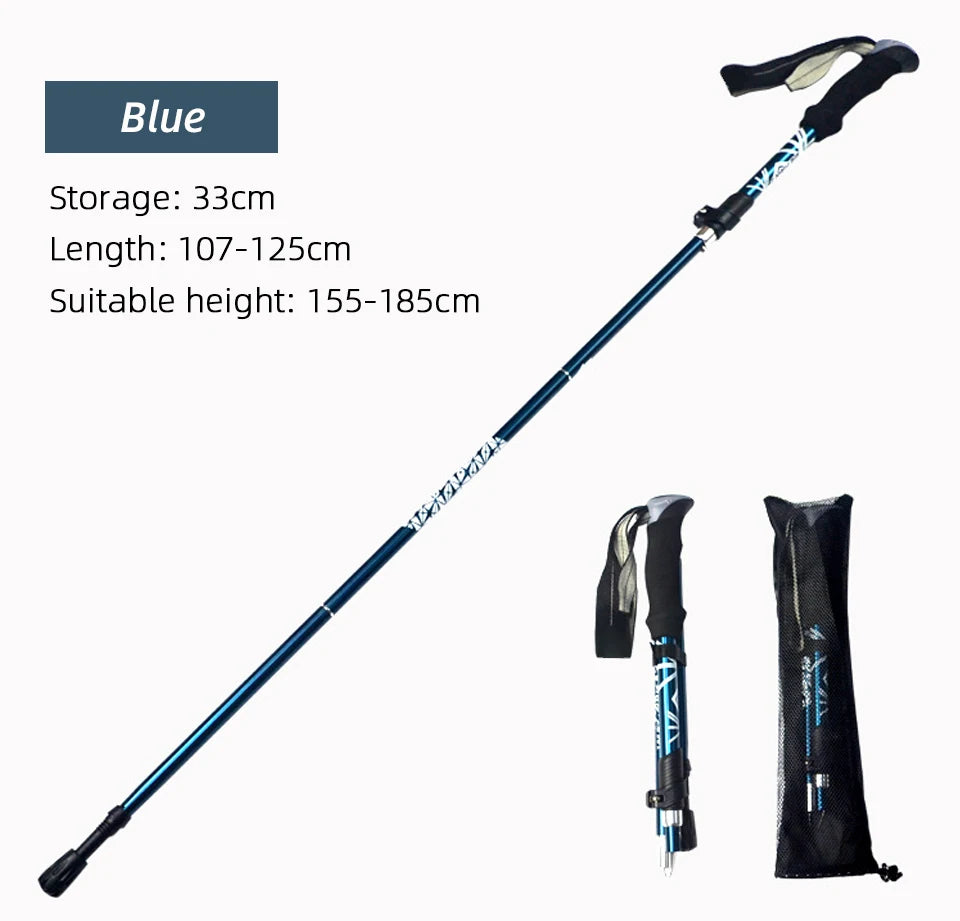 5-Section Folding Trekking Pole – Telescopic Hiking Stick for Camping, Nordic Walking, Travel